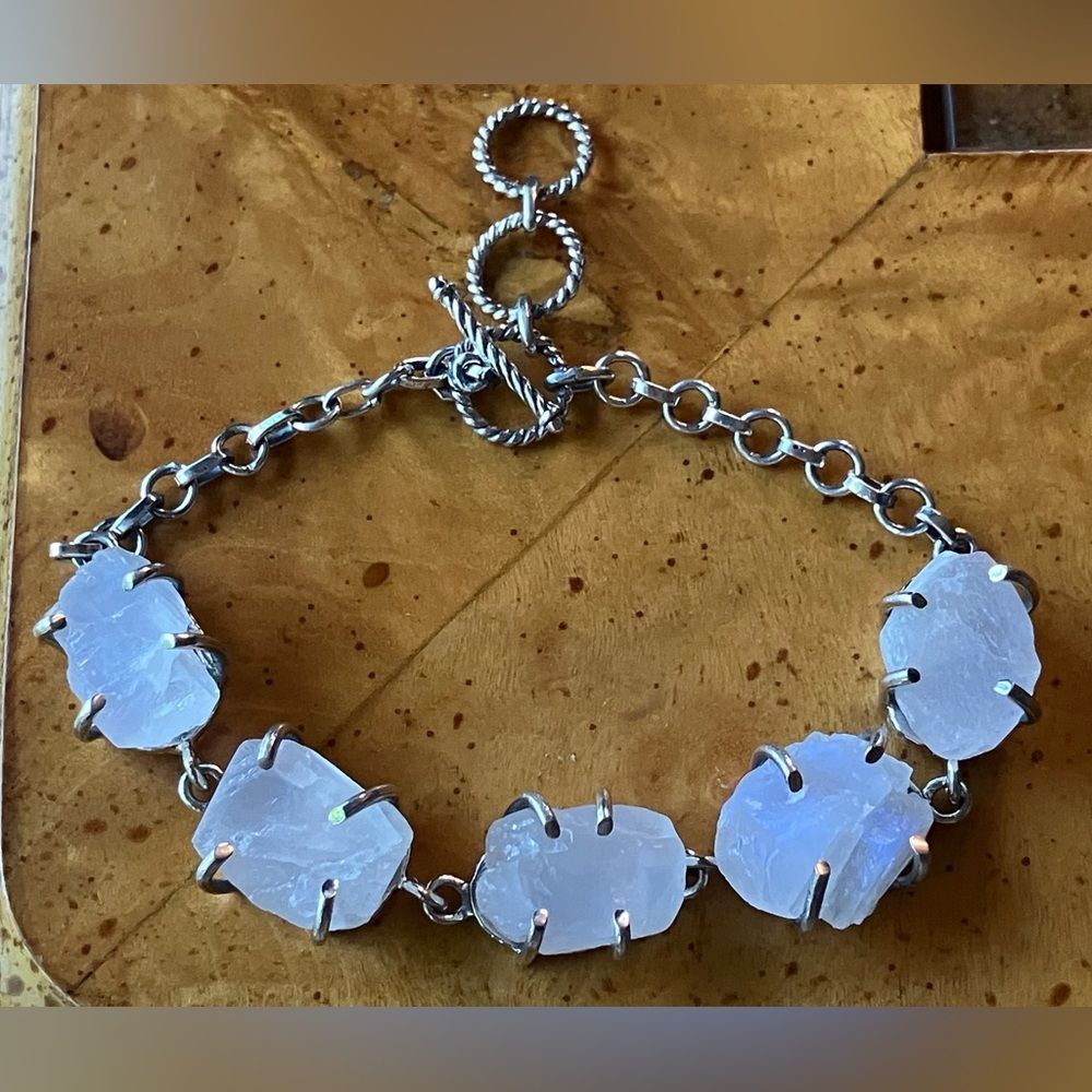 Natural Rainbow Moonstone Sterling Silver Bracelet